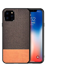 Wewoo Coque Rigide Étui de protection antichoc épissage PU + tissu pour iPhone 11 Pro café