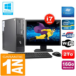 PC Fujitsu Esprimo E500 E85+ SFF Core I7-2600 16Go Disque 2 To Wifi W7 Ecran 27" - Occasion