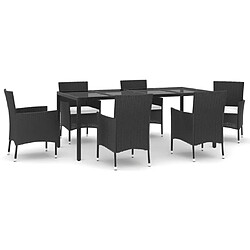 Salle à dîner de jardin 7 pcs,Table et chaise à manger Noir Résine tressée -MN36225