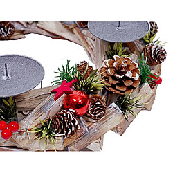 Acheter Decoshop26 Couronne de l'Avent décoration de Noël en bois rond Ø 33cm sans bougies 04_0002557