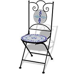 Maison Chic Lot de 2 Chaises pliables de bistro Céramique Bleu et blanc -GKD40451