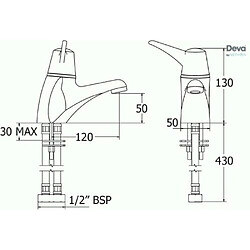 Deva sol003TM3SEQUENTIAL Robinet mitigeur à levier Finition chromée