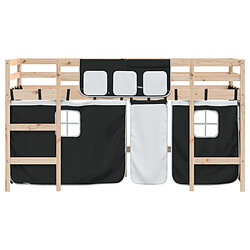 Acheter Vidaxl Lit mezzanine enfants et rideaux blanc/noir 90x200cm pin massif