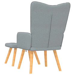 Avis vidaXL Chaise de relaxation avec tabouret Gris clair Tissu