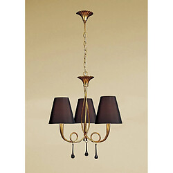 Luminaire Center Suspension Paola 3 Ampoules E14, doré peint avec Abat jour noirs & verre ambré goutelettes