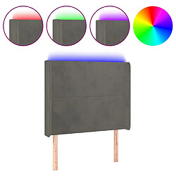 vidaXL Tête de lit à LED Gris foncé 83x16x118/128 cm Velours