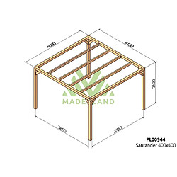 Maderland Pergola en bois lamellé-collé Santander 400 x 400 cm