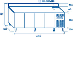 Acheter COOLHEAD Table Réfrigérée Positive 4 Portes avec Plonge et Dosseret - Profondeur 700 - Cool Head