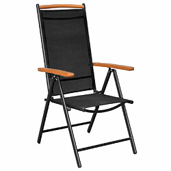 Avis Maison Chic Lot de 4 Chaises de jardin,Fauteuil d'extérieur pliables aluminium et textilène noir -MN56887