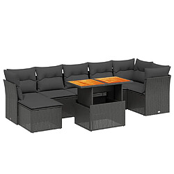 vidaXL Salon de jardin 8 pcs avec coussins noir résine tressée