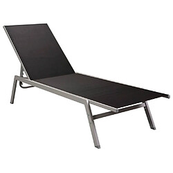 Helloshop26 Transat chaise longue bain de soleil lit de jardin terrasse meuble d'extérieur acier et textilène noir 02_0012244