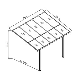 Pergola Gardiun Elliot - 8 m² 313x254x220/260 cm Aluminium et Polycarbonate pas cher