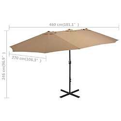 vidaXL Parasol d'extérieur et poteau en aluminium 460x270 cm taupe pas cher