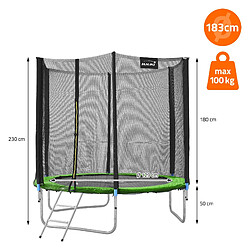 Acheter Hauki Trampoline de jardin avec filet de sécurité et échelle set complet vert Ø 183 cm