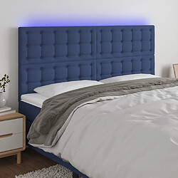 vidaXL Tête de lit à LED Bleu 200x5x118/128 cm Tissu