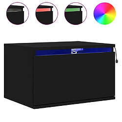 Maison Chic Lot de 2 Tables de Chevet murales - Tables de Nuit avec lumières LED noir pas cher