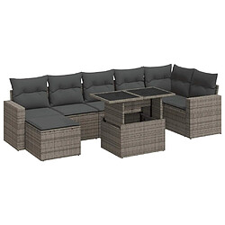 vidaXL Salon de jardin 8 pcs avec coussins gris résine tressée