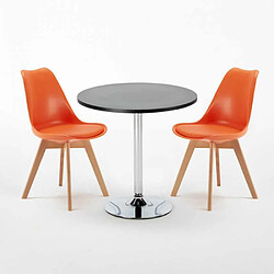 Avis Ahd Amazing Home Design Table Ronde Noire 70x70cm 2 Chaises Colorées Intérieur Bar Café Nordica Cosmopolitan