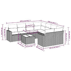 Avis vidaXL Salon de jardin avec coussins 9 pcs marron résine tressée