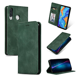 Wewoo Housse Étui Coque en cuir à rabat horizontal magnétique Business Skin Feel Retro pour Huawei P30 Lite vert armée