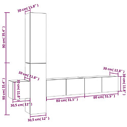 vidaXL Ensemble de meubles TV 5 pcs Chêne fumé Bois d'ingénierie pas cher