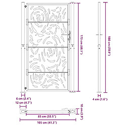 vidaXL Portail de jardin noir 105x180 cm acier conception de flamme pas cher