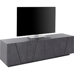 Alter Meuble TV de salon, Made in Italy, Meuble TV avec 4 portes avec détail, 162x44h46 cm, couleur Gris ardoise