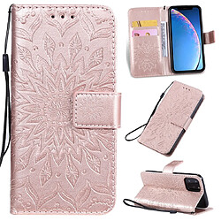 Wewoo Coque Étui en cuir PU avec empreinte horizontale à motif de tournesol pour iPhone 11 Pro support et logements cartes portefeuille et lanière