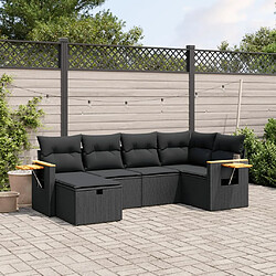 Maison Chic Ensemble Tables et chaises d'extérieur 6pcs avec coussins,Salon de jardin noir résine tressée -GKD224673