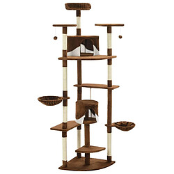 Helloshop26 Arbre à chat griffoir grattoir niche jouet animaux peluché en sisal 203 cm marron et blanc 3702114