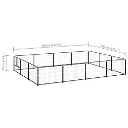 vidaXL Chenil Noir 12 m² Acier pas cher