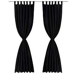 vidaXL 2 pcs Rideau à Passant Micro Satin Noir 140 x 245 cm