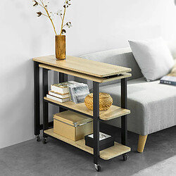 SoBuy FWT83-N Table d'appoint Rotative,Table Console Mobile avec 2 étagères de Rangement et 6 roulettes