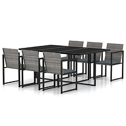 vidaXL Salon de jardin 7 pcs avec coussins Résine tressée Gris