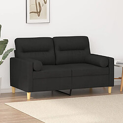 vidaXL Canapé 2 places avec oreillers décoratifs noir 120 cm tissu