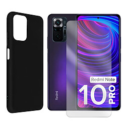 Visiodirect Coque de protection souple silicone Noir + Lot de 2 verre trempé pour Xiaomi Redmi Note 10 Pro 4G 6.67" M2101K6G, M2101K6R"