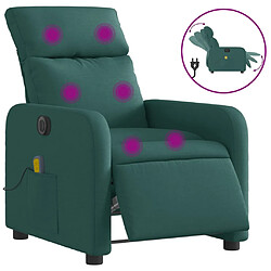 vidaXL Fauteuil de massage inclinable électrique Vert foncé Tissu