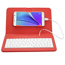 Acheter Wewoo Clavier QWERTY tablette rouge pour Android / Mobile Phone filaire étui de protection en cuir avec support