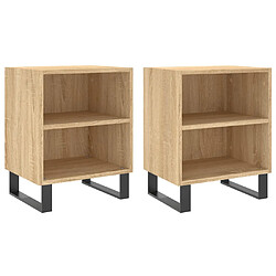 vidaXL Tables de chevet 2pcs chêne sonoma 40x30x50cm bois d'ingénierie