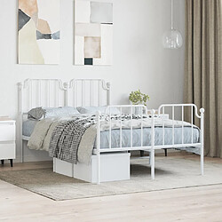 Maison Chic Cadre/structure de lit métal et tête de lit + pied de lit pour adulte - Lit Moderne Chambre blanc 120x190cm -MN77025