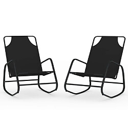 Maison Chic Lot de 2 Chaises longues à bascule | Bain de soleil Relax | Transat Noir Acier et textilène -GKD54518