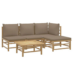 Avis Maison Chic Salon de jardin 5 pcs + coussins - Mobilier/Meubles de jardin - Table et chaises d'extérieur taupe bambou -MN92670