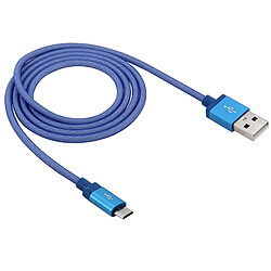 Wewoo Câble bleu pour Samsung Galaxy S6 / S5 / S IV, LG, HTC, Longueur: 1m Net Style Haute Qualité Métal Tête Micro USB vers USB Données / de Recharge