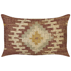 Beliani Coussin BEEL Jute 30 x 50 cm Géométrique Rouge