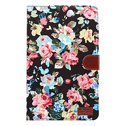 Wewoo Housse Étui noir pour Samsung Galaxy Tab A 10.1 / T580 Fleur Motif Tissu Surface Horizontal Flip en cuir avec des fentes cartes et Titulaire portefeuille cadre photo