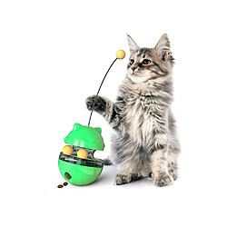 Jouet Interactif pour Chat, Jouet pour Chat Tumbler 4 en 1 avec Double Balle et Bâton, Distributeur de Nourriture pour Chat Facile à Nettoyer Jouet pour Chat pour la Chasse Jouer à Manger à l'Intérieur (Vert