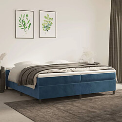 vidaXL Sommier à lattes de lit et matelas Bleu foncé 200x200cm Velours