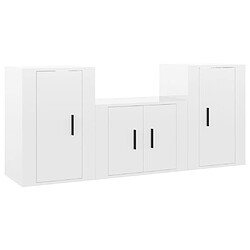 Maison Chic Ensemble de meubles TV 3 pcs pour salon - Blanc brillant Bois d'ingénierie -MN31816