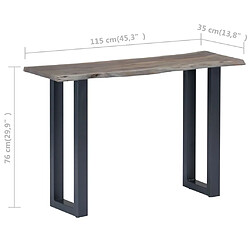 vidaXL Table console Gris 115 x 35 x 76 cm Bois d'acacia massif et fer pas cher