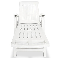 Maison Chic Chaise longue avec repose-pied | Bain de soleil Relax | Transat Plastique Blanc -GKD22607